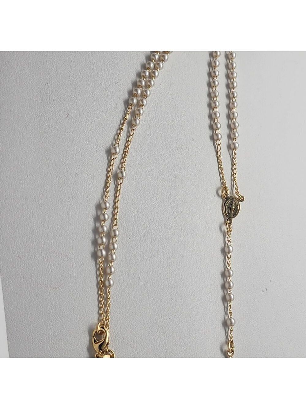 Brand New Brazilian 18k Gold Filled White/ Gold beaded Rosary - Picture 3 of 6